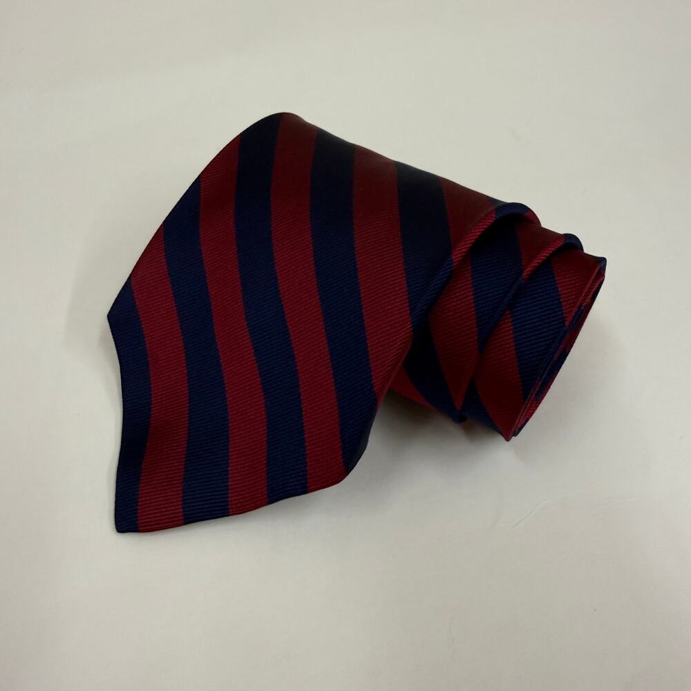 Brooks Brothers Makers Silk Repp Stripe Tie Navy Burgundy English Silk USA Made